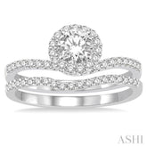 3/4 Ctw Diamond Wedding Set with 1/2 Ctw Round Cut Engagement Ring and 1/6 Ctw Wedding Band in 14K White Gold